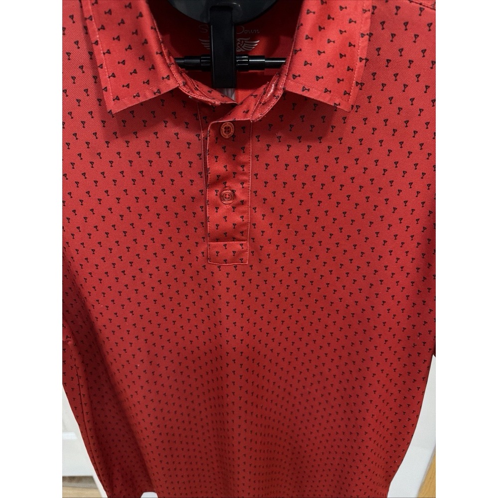 Straight Down Polo Shirt Mens Medium Red Golf Martini Cocktail Performance - Picture 2 of 7